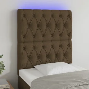 Hoofdbord | Hoofdeinde LED 80x7x118/128 cm stof donkerbruin Hoofdbord | Hoofdeinde LED 80x7x118/128 cm stof donkerbruin