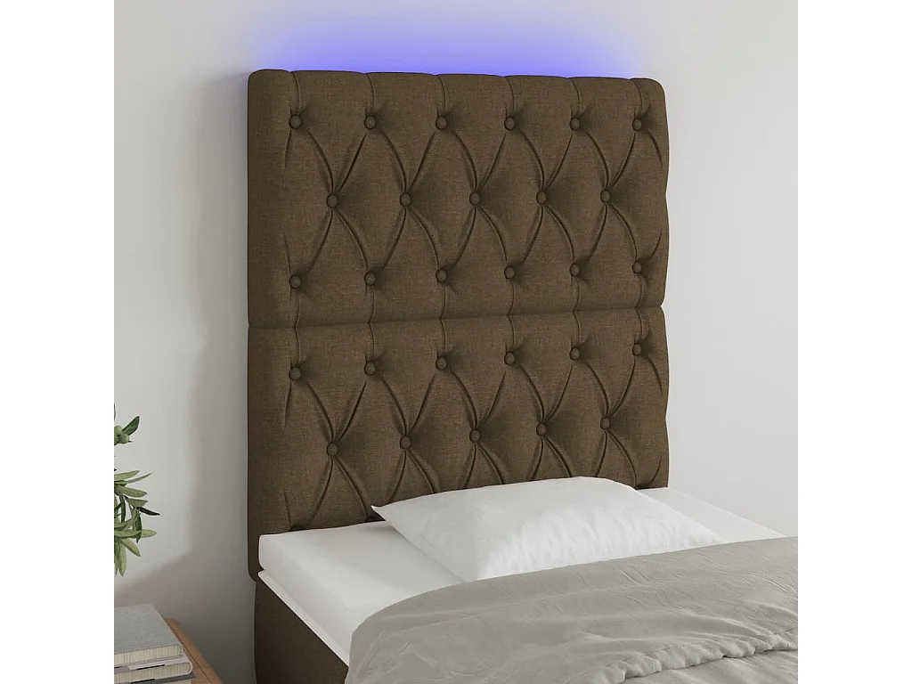 Hoofdbord | Hoofdeinde LED 80x7x118/128 cm stof donkerbruin