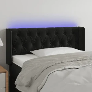 Hoofdbord | Hoofdeinde LED 103x16x78/88 cm fluweel zwart Hoofdbord | Hoofdeinde LED 103x16x78/88 cm fluweel zwart
