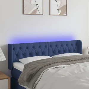 Hoofdbord | Hoofdeinde LED 163x16x78/88 cm stof blauw Hoofdbord | Hoofdeinde LED 163x16x78/88 cm stof blauw