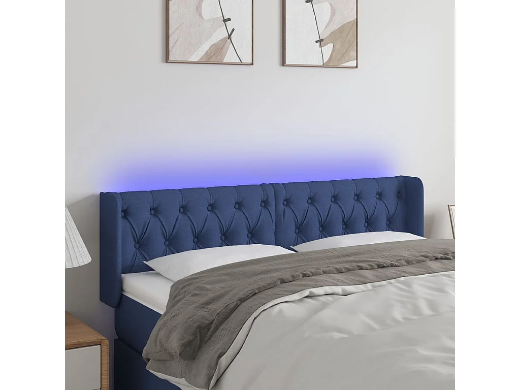 Hoofdbord | Hoofdeinde LED 163x16x78/88 cm stof blauw