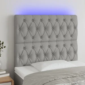 Hoofdbord | Hoofdeinde LED 100x7x118/128 cm stof lichtgrijs Hoofdbord | Hoofdeinde LED 100x7x118/128 cm stof lichtgrijs