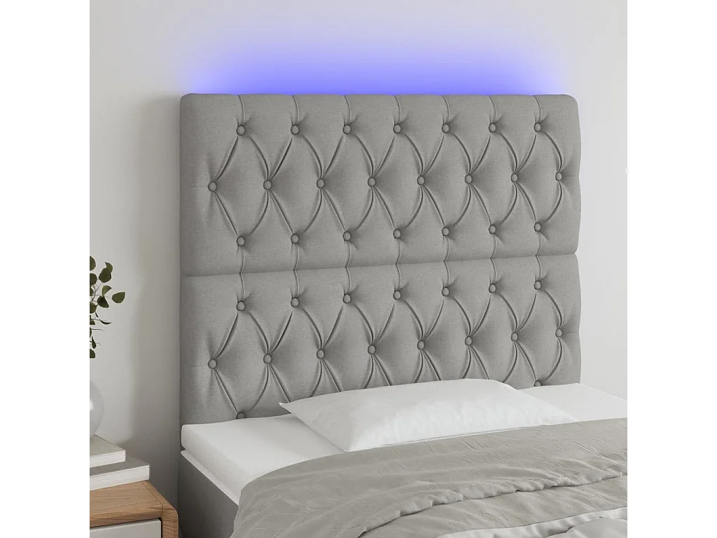Hoofdbord | Hoofdeinde LED 100x7x118/128 cm stof lichtgrijs