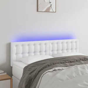 Hoofdbord | Hoofdeinde LED 144x5x78/88 cm kunstleer wit