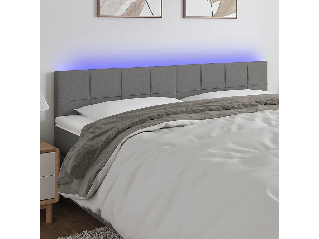 Hoofdbord | Hoofdeinde LED 160x5x78/88 cm stof donkergrijs