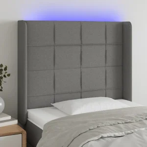 Hoofdbord | Hoofdeinde LED 83x16x118/128 cm stof donkergrijs