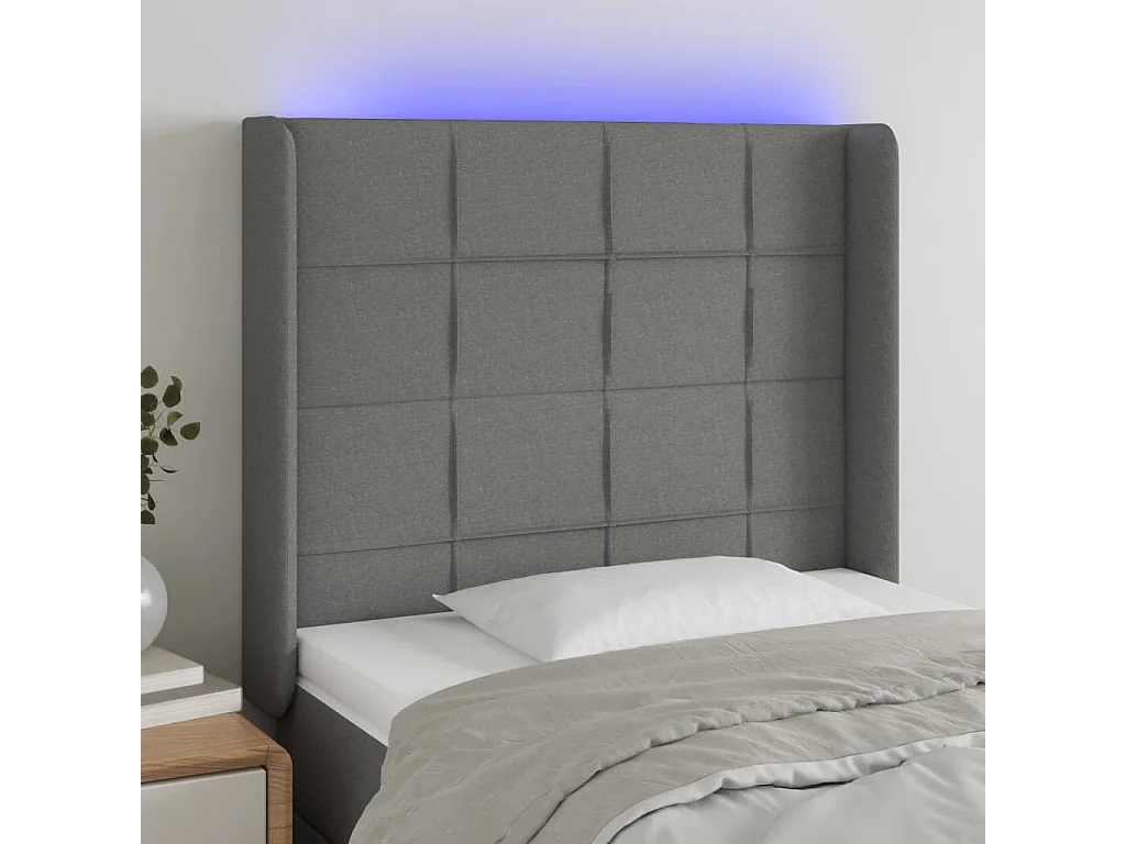 Hoofdbord | Hoofdeinde LED 83x16x118/128 cm stof donkergrijs