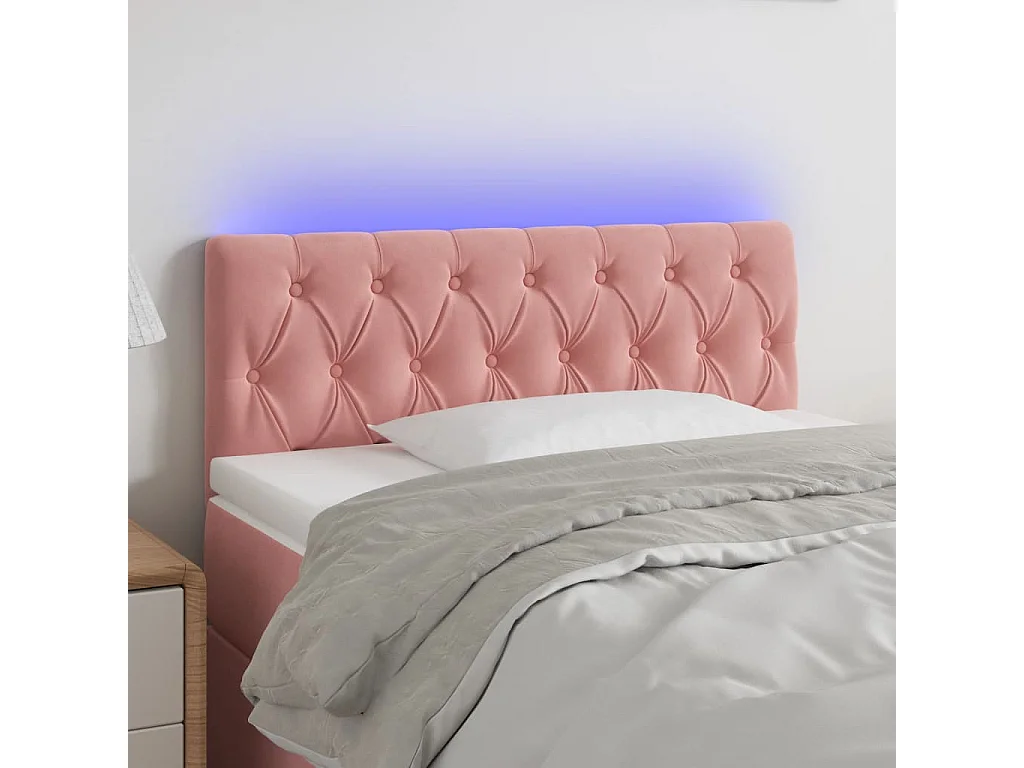 Hoofdbord | Hoofdeinde LED 90x7x78/88 cm fluweel roze