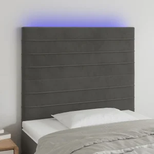 Hoofdbord | Hoofdeinde LED 80x5x118/128 cm fluweel donkergrijs