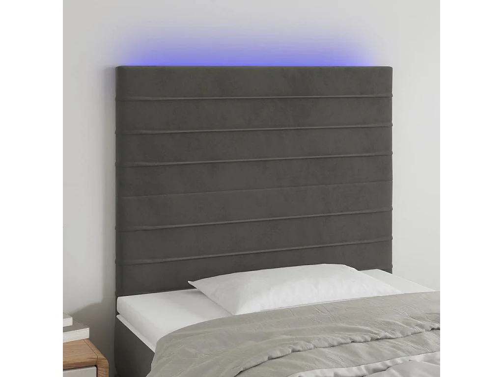 Hoofdbord | Hoofdeinde LED 80x5x118/128 cm fluweel donkergrijs