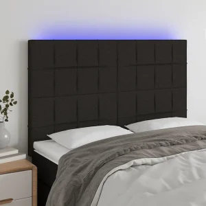 Hoofdbord | Hoofdeinde LED 144x5x118/128 cm stof zwart Hoofdbord | Hoofdeinde LED 144x5x118/128 cm stof zwart