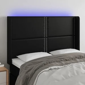 Hoofdbord | Hoofdeinde LED 147x16x118/128 cm kunstleer zwart