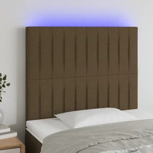 Hoofdbord | Hoofdeinde LED 80x5x118/128 cm stof donkerbruin Hoofdbord | Hoofdeinde LED 80x5x118/128 cm stof donkerbruin