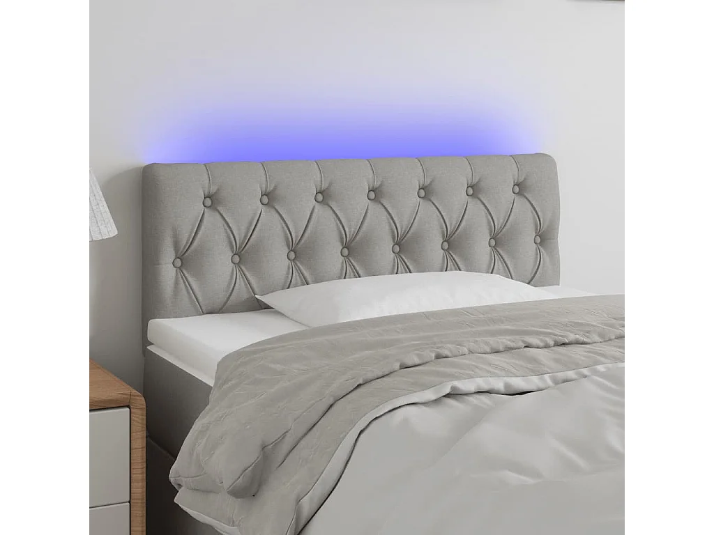 Hoofdbord | Hoofdeinde LED 90x7x78/88 cm stof lichtgrijs