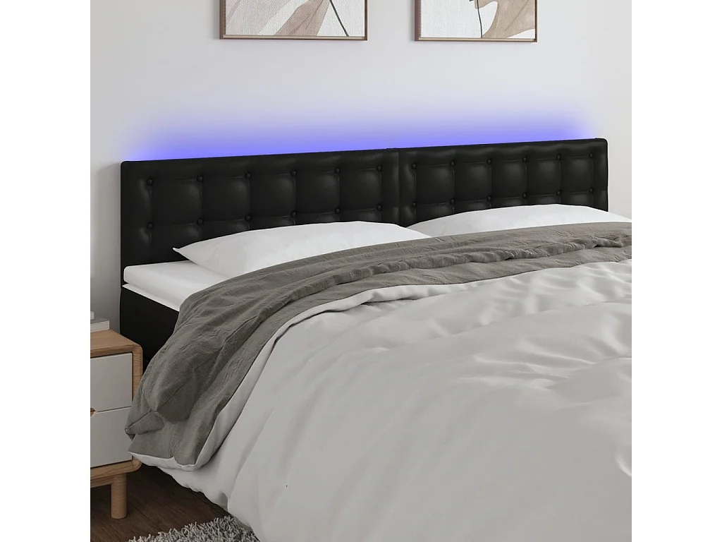 Hoofdbord | Hoofdeinde LED 180x5x78/88 cm kunstleer zwart