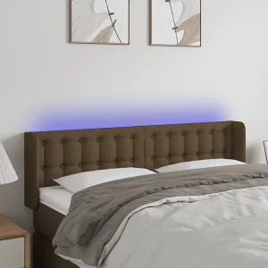 Hoofdbord | Hoofdeinde LED 147x16x78/88 cm stof donkerbruin Hoofdbord | Hoofdeinde LED 147x16x78/88 cm stof donkerbruin
