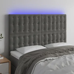 Hoofdbord | Hoofdeinde LED 144x5x118/128 cm fluweel donkergrijs