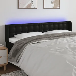 Hoofdbord | Hoofdeinde LED 203x16x78/88 cm kunstleer zwart Hoofdbord | Hoofdeinde LED 203x16x78/88 cm kunstleer zwart