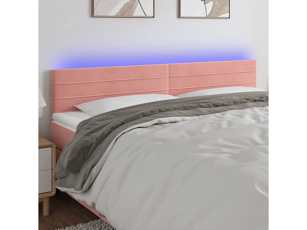 Hoofdbord | Hoofdeinde LED 160x5x78/88 cm fluweel roze