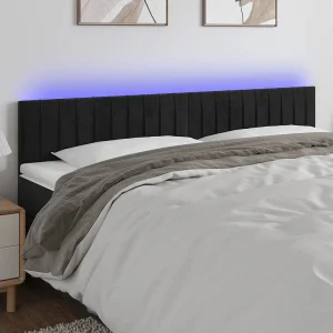 Hoofdbord | Hoofdeinde LED 160x5x78/88 cm fluweel zwart Hoofdbord | Hoofdeinde LED 160x5x78/88 cm fluweel zwart