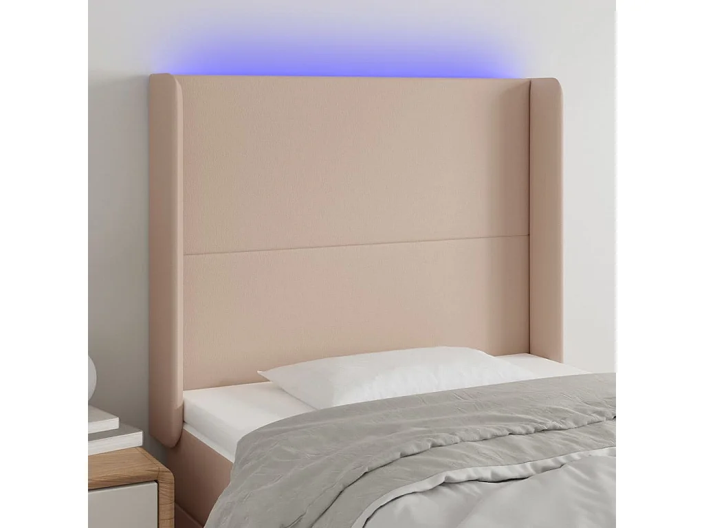 Hoofdbord | Hoofdeinde LED 103x16x118/128 cm kunstleer cappuccinokleurig