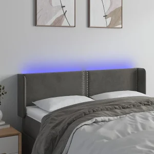 Hoofdbord | Hoofdeinde LED 147x16x78/88 cm fluweel donkergrijs