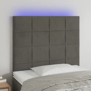 Hoofdbord | Hoofdeinde LED 90x5x118/128 cm fluweel donkergrijs Hoofdbord | Hoofdeinde LED 90x5x118/128 cm fluweel donkergrijs