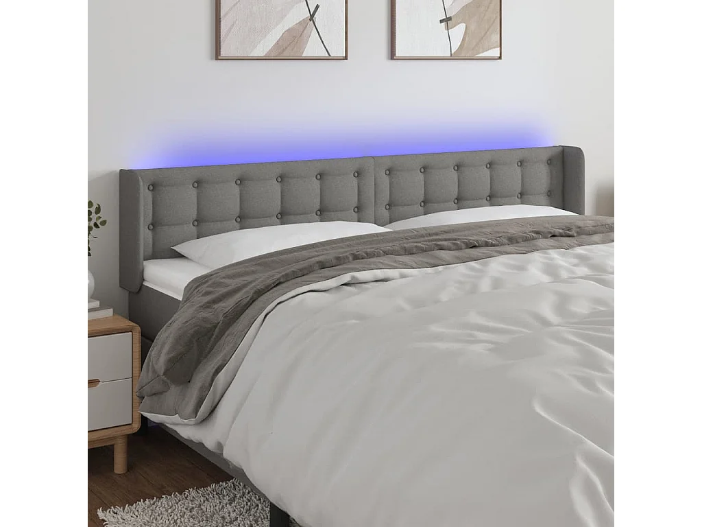 Hoofdbord | Hoofdeinde LED 183x16x78/88 cm stof donkergrijs