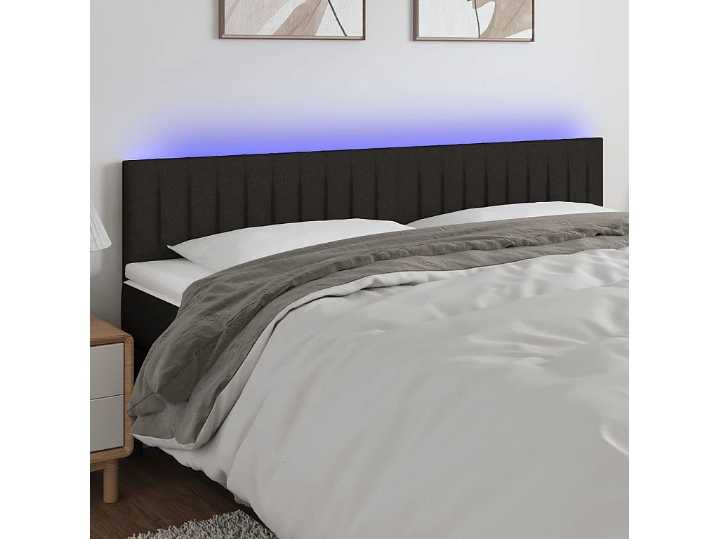 Hoofdbord | Hoofdeinde LED 180x5x78/88 cm stof zwart