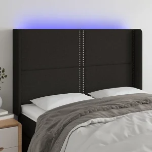 Hoofdbord | Hoofdeinde LED 147x16x118/128 cm stof zwart