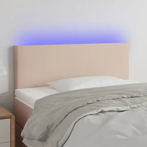 Hoofdbord | Hoofdeinde LED 100x5x78/88 cm kunstleer cappuccinokleurig Hoofdbord | Hoofdeinde LED 100x5x78/88 cm kunstleer cappuccinokleurig