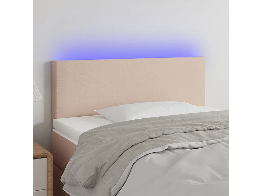 Hoofdbord | Hoofdeinde LED 100x5x78/88 cm kunstleer cappuccinokleurig