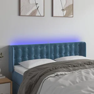 Hoofdbord | Hoofdeinde LED 147x16x78/88 cm fluweel donkerblauw