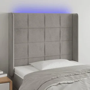 Hoofdbord | Hoofdeinde LED 103x16x118/128 cm fluweel lichtgrijs Hoofdbord | Hoofdeinde LED 103x16x118/128 cm fluweel lichtgrijs