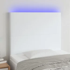 Hoofdbord | Hoofdeinde LED 80x5x118/128 cm kunstleer wit Hoofdbord | Hoofdeinde LED 80x5x118/128 cm kunstleer wit