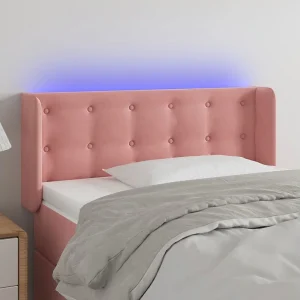 Hoofdbord | Hoofdeinde LED 83x16x78/88 cm fluweel roze