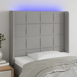 Hoofdbord | Hoofdeinde LED 93x16x118/128 cm stof lichtgrijs Hoofdbord | Hoofdeinde LED 93x16x118/128 cm stof lichtgrijs