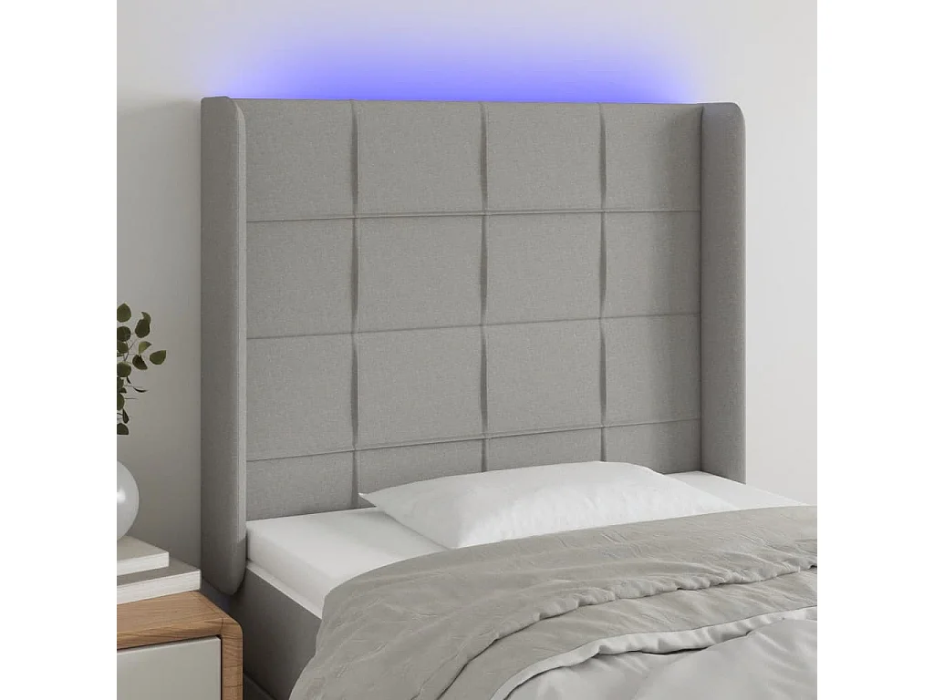 Hoofdbord | Hoofdeinde LED 93x16x118/128 cm stof lichtgrijs