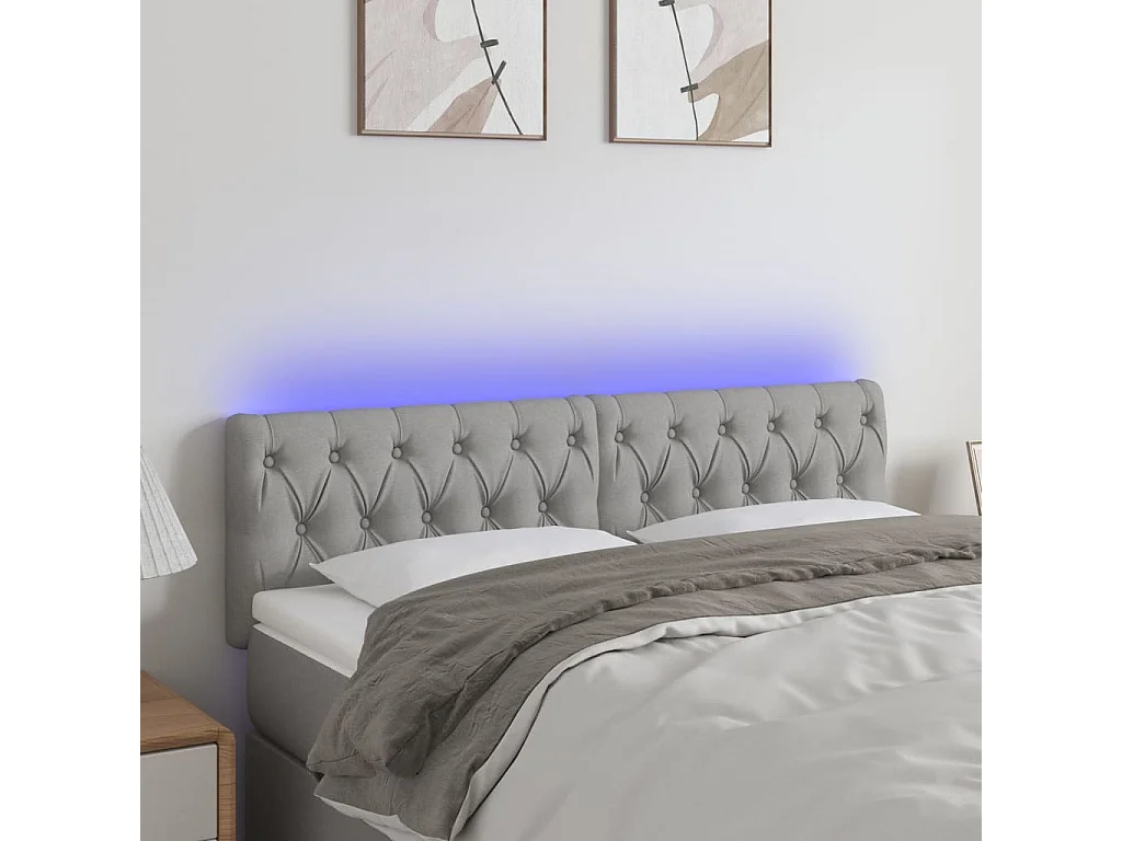 Hoofdbord | Hoofdeinde LED 160x7x78/88 cm stof lichtgrijs