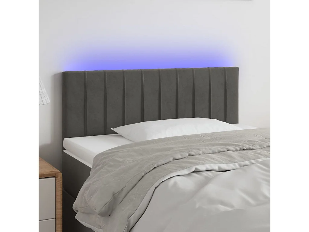 Hoofdbord | Hoofdeinde LED 80x5x78/88 cm fluweel donkergrijs