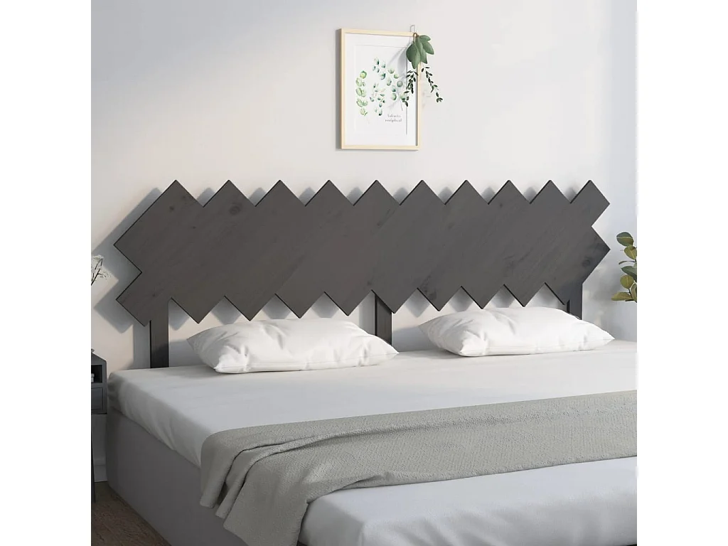 Hoofdbord | Hoofdeinde 196x3x80,5 cm massief grenenhout grijs