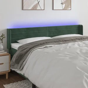 Hoofdbord | Hoofdeinde LED 163x16x78/88 cm fluweel donkergroen Hoofdbord | Hoofdeinde LED 163x16x78/88 cm fluweel donkergroen