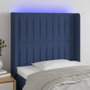 Hoofdbord | Hoofdeinde LED 93x16x118/128 cm stof blauw Hoofdbord | Hoofdeinde LED 93x16x118/128 cm stof blauw
