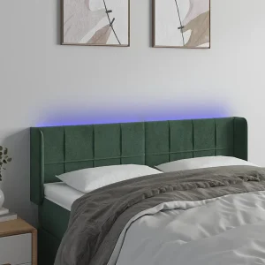 Hoofdbord | Hoofdeinde LED 147x16x78/88 cm fluweel donkergroen