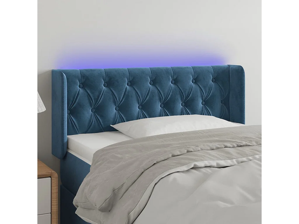 Hoofdbord | Hoofdeinde LED 103x16x78/88 cm fluweel donkerblauw