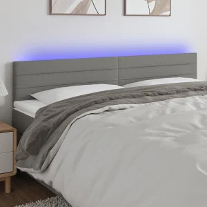 Hoofdbord | Hoofdeinde LED 160x5x78/88 cm stof donkergrijs Hoofdbord | Hoofdeinde LED 160x5x78/88 cm stof donkergrijs