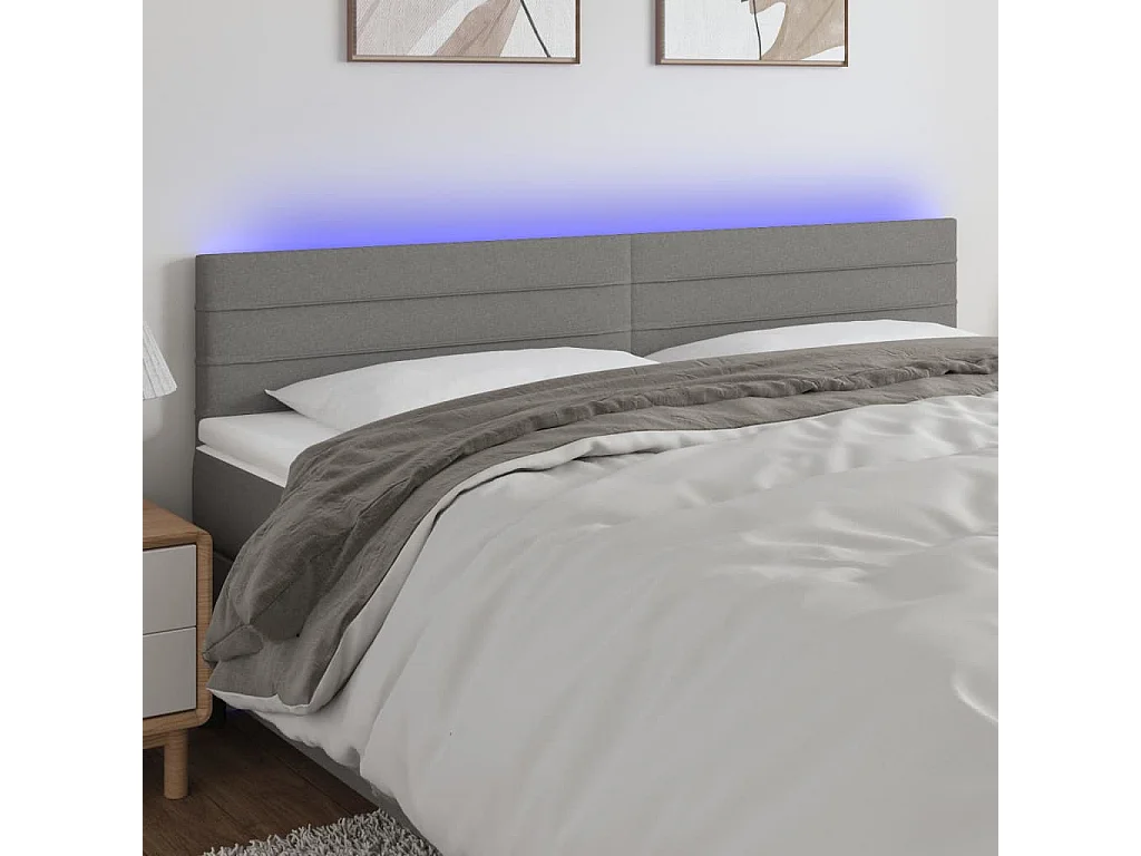 Hoofdbord | Hoofdeinde LED 160x5x78/88 cm stof donkergrijs