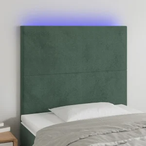 Hoofdbord | Hoofdeinde LED 80x5x118/128 cm fluweel donkergroen