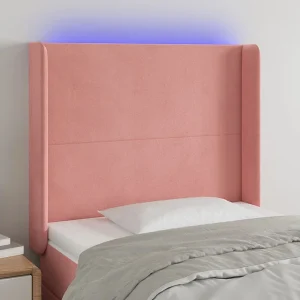 Hoofdbord | Hoofdeinde LED 83x16x118/128 cm fluweel roze Hoofdbord | Hoofdeinde LED 83x16x118/128 cm fluweel roze