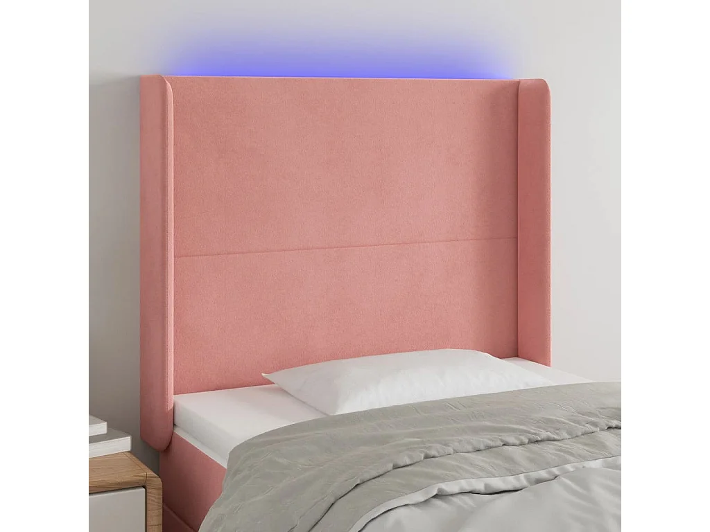 Hoofdbord | Hoofdeinde LED 83x16x118/128 cm fluweel roze